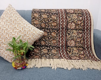 Sofa Throw Handmade Throw Handblock Print Throw Cotton Throw Blanket Sofa Room Décor Tassels Hand Loomed Lightweight Decorative throw