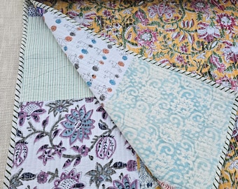Ac Blanket Floral Kantha Quilt Twin Size Quilt Warm Winter Quilt