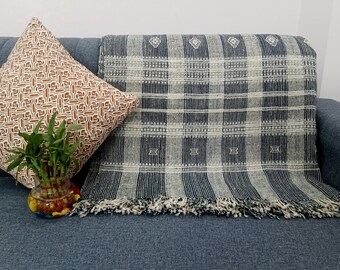 Premium Indian Wool Boho Bedding Throw Blanket Brown Woven Wool Designer Decorative Throw Handmade Handwoven Sofa Throw Cottage Room Décor