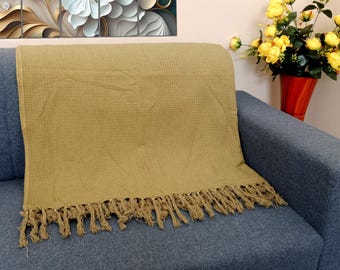 Premium Sofa throw Cozy Lightweight Knit Woven Cotton Decorative Couch, Bed Sofa Travel All Seasons Throw Soft Cotton Blanket, Home Decor