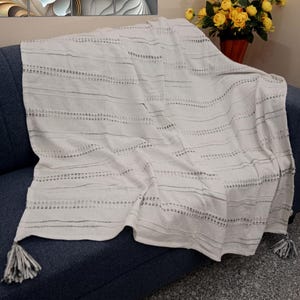 Sofa throw Cozy Lightweight Knit Woven Cotton Decorative Couch, Bed Sofa Travel All Seasons Throw Blanket with Tassels Cotton Throw Blanket