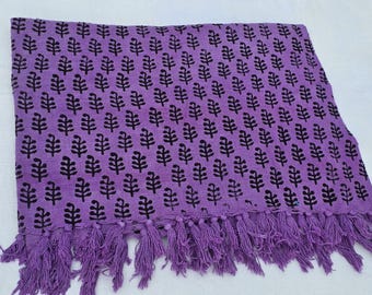 Purple Throw Blanket Handmade Tassels Sofa Throw Block Print Purple Blanket Room Décor Hand Loomed Boho Bedding throw