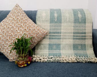 Premium Indian Wool Throw Blanket - Handwoven Brown Decorative Sofa Throw, Cottage Living Room Décor, Boho Winter Quilts, Housewarming Gifts
