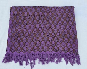Hand Block Print Cotton Throw Blanket: Boho Tassels, Hand Loomed Lightweight Bedding