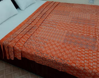 Ajrak or Ajrakh is a unique block printed textile. It displays special traditional designs and patterns Ajrak Vintage design kantha quilt