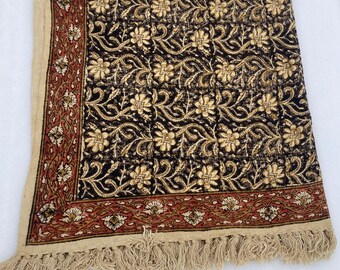 Premium Brown Sofa Handmade Throw Hand block Print Throw Soft Cotton Blanket Sofa Room Décor Tassels Hand Loomed Lightweight Throw