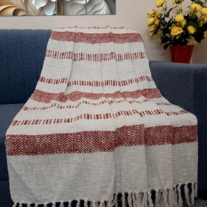 Sofa throw Cozy Lightweight Knit Woven Cotton Decorative Couch, Bed Sofa Travel All Seasons Throw Blanket with Tassels Cotton Throw Blanket