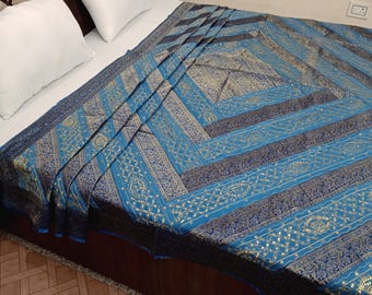 Kantha Bedcover Bedding Quilt Hand Block Floral Design Handblock Floral Print Kantha Throw Quilt Light Weight Block Print Quilted