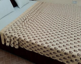Kantha Bedcover Bedding Quilt Hand Block Floral Design Handblock Floral Print Kantha Throw Quilt Light Weight Block Print Quilted