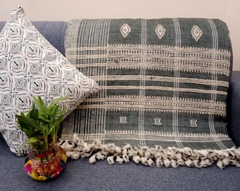 Premium Indian Wool Throw Brown Woven Blanket Wool Throw Designer Decorative Throw Handmade Handwoven Sofa Throw Cottage Living Room Décor