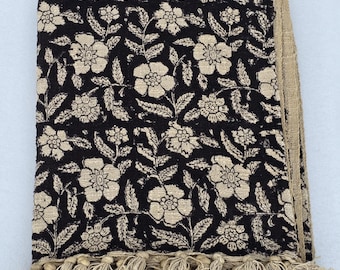Premium Handmade Sofa Throw, Handblock Print Cotton Blanket, Lightweight Decorative Throw with Tassels, Hand Loomed for Sofa & Room Décor
