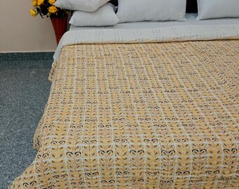 Organic cotton Solid Quilt Indian Kantha Quilt Bedding Kantha Queen Quilt Winter Blanket Bedding Bedspread Organic cotton