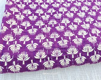 Purple kantha quilt Indian Handmade Kantha Quilt Bedspread Throw Cotton Blanket Gudari Queen Purple Bedcover kantha Bedcover Purple
