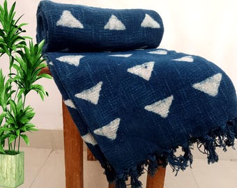 Sofa Throw Handmade Throw Handblock Print Throw Cotton Throw Blanket Sofa Room Décor Tassels Hand Loomed Lightweight Decorative throw