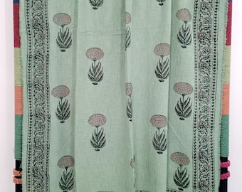 Premium Handmade Sofa Throw, Hand block Print Soft Cotton Blanket Room Décor Tassels Hand Loomed Lightweight Decorative Boho Bedding throw