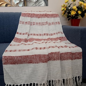 Premium Sofa throw Cozy Lightweight Knit Woven Cotton Decorative Couch, Bed Sofa Travel All Seasons Throw Soft Cotton Blanket, Home Decor