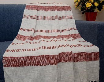 Premium Sofa throw Cozy Lightweight Knit Woven Cotton Decorative Couch, Bed Sofa Travel All Seasons Throw Soft Cotton Blanket, Home Decor