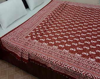 Premium Handmade Kantha Boho Bedding Quilt, Hand Block Floral Design Hand block Floral Print Kantha Throw Light Weight Block print Blanket