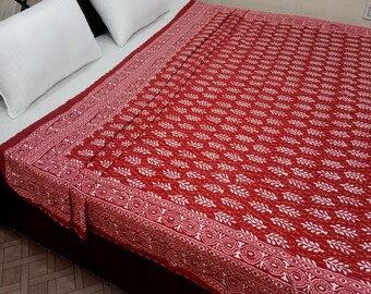 Handmade Kantha Bedcover Bedding Quilt Hand Block Floral Design Handblock Floral Print Kantha Quilt Light Weight block print queen quilt