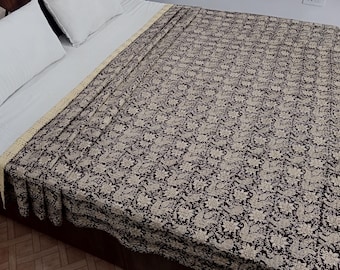 Kantha Bedcover Bedding Quilt Hand Block Floral Design Handblock Floral Print Kantha Throw Quilt Light Weight Block Print Quilted
