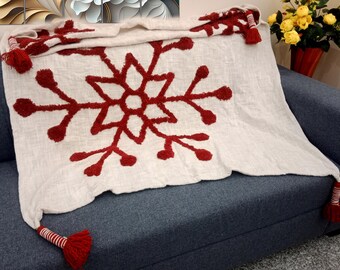 Premium Sofa throw Cozy Lightweight Knit Woven Cotton Decorative Couch, Bed Sofa Travel All Seasons Throw Blanket, Boho Bedding Home Decor