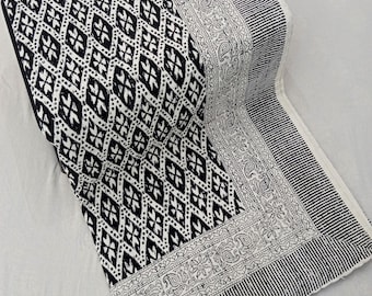 Black Floral Kantha Bedcover Bedding Quilt Hand Block Floral Design Handblock Floral Print Kantha Throw Quilt Light Weight Block Print