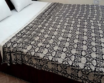 Kantha Bedcover Bedding Quilt Hand Block Floral Design Handblock Floral Print Kantha Throw Quilt Light Weight Block Print Quilted
