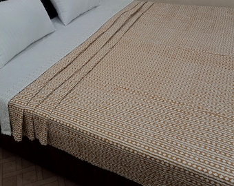 Handmade Kantha Bedcover Bedding Quilt Hand Block Floral Design Handblock Floral Print Kantha Throw Quilt Light Weight Block print quilt