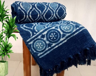 Sofa Throw Handmade Throw Handblock Print Throw Cotton Throw Blanket Sofa Room Décor Tassels Hand Loomed Lightweight Decorative throw