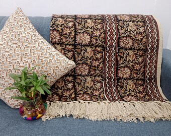 Sofa Throw Handmade Throw Handblock Print Throw Cotton Throw Blanket Sofa Room Décor Tassels Hand Loomed Lightweight Decorative throw
