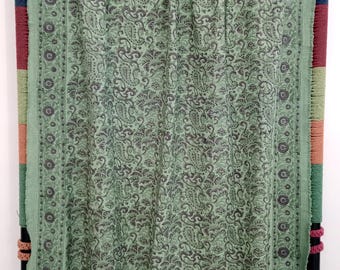 Premium Handmade Sofa Throw, Hand block Print Soft Cotton Blanket Room Décor Tassels Hand Loomed Lightweight Decorative Boho Bedding throw