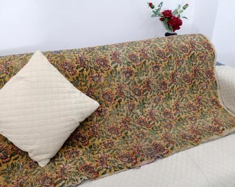 Premium Handmade Sofa Throw, Hand block Print Soft Cotton Blanket Room Décor Tassels Hand Loomed Lightweight Decorative Boho Bedding throw