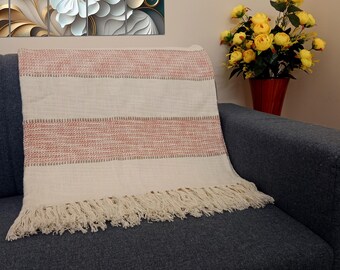Sofa throw Cozy Lightweight Knit Woven Cotton Decorative Couch, Bed Sofa Travel All Seasons Throw Blanket with Tassels Cotton Throw Blanket