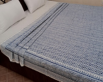 Handmade Kantha Bedcover Bedding Quilt Hand Block Floral Design Handblock Floral Print Kantha Throw Quilt Light Weight Block print quilt