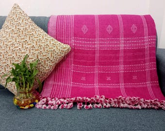 Premium Indian Wool Boho Bedding Throw Blanket Brown Woven Wool Designer Decorative Throw Handmade Handwoven Sofa Throw Cottage Room Décor