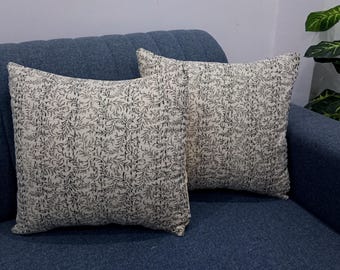 Decorative Cushion Covers Customize Size Pillows Shames Pillows Hand block Print Handmade Kantha Work Hand stitched Pillow 1 Pieces