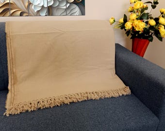 Premium Sofa throw Cozy Lightweight Knit Woven Cotton Decorative Couch, Bed Sofa Travel All Seasons Throw Soft Cotton Blanket, Home Decor