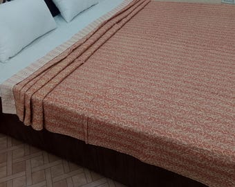 Handmade Kantha Bedcover Bedding Quilt Hand Block Floral Design Handblock Floral Print Kantha Throw Quilt Light Weight Block print quilt