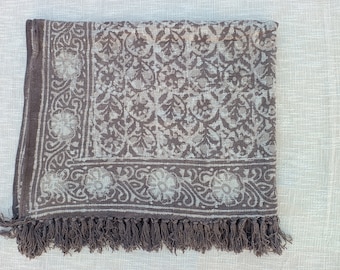 Handmade Sofa Throw block print Throw Cotton Throw Blanket Sofa Room Decor Tassels Hand Loomed Lightweight Woven Decorative Throw