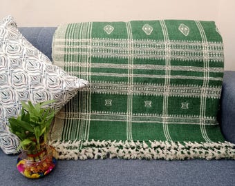 Premium Indian Wool Boho Bedding Throw Blanket Brown Woven Wool Designer Decorative Throw Handmade Handwoven Sofa Throw Cottage Room Décor