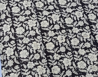 Handmade Floral Kantha Quilt - Lightweight Block Print Bedspread