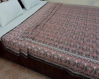Kantha Bedcover Bedding Quilt Hand Block Floral Design Handblock Floral Print Kantha Throw Quilt Light Weight Block print quilt