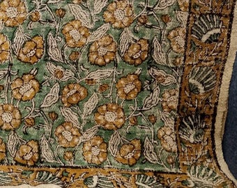 Multicolor Floral Hand Block Print Cotton Throw: Hand Loomed Sofa Blanket (140x178cm)