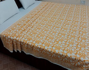 Kantha Bedcover Bedding Quilt Hand Block Floral Design Handblock Floral Print Kantha Throw Quilt Light Weight Block Print Quilted