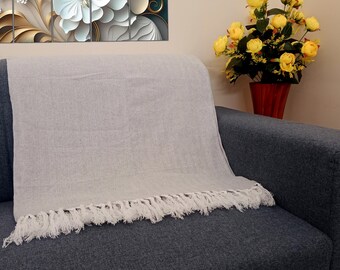 Premium Sofa throw Cozy Lightweight Knit Woven Cotton Decorative Couch, Bed Sofa Travel All Seasons Throw Soft Cotton Blanket, Home Decor