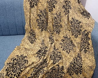 Hand Block Print Cotton Throw Blanket, Boho Tassels