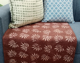 Luxury Valentine's Day Gift, Handmade Block Print Cotton Throw Blanket with Tassels, Hand Loomed Lightweight Woven Sofa Room Decor Kantha