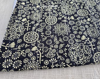 Kantha Quilt Indian Handmade Quilted Bedding Bedspread light weight quilt handstitched quilt block print cotton quilt neutral quilt blanket