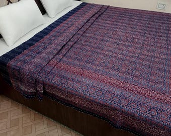 Ajrak or Ajrakh is a unique block printed textile. It displays special traditional designs and patterns Ajrak Vintage design kantha quilt