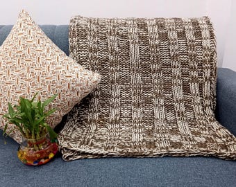 Premium Sofa throw Cozy Lightweight Knit Woven Cotton Decorative Couch, Bed Sofa Travel All Seasons Throw Soft Cotton Blanket, Home Decor